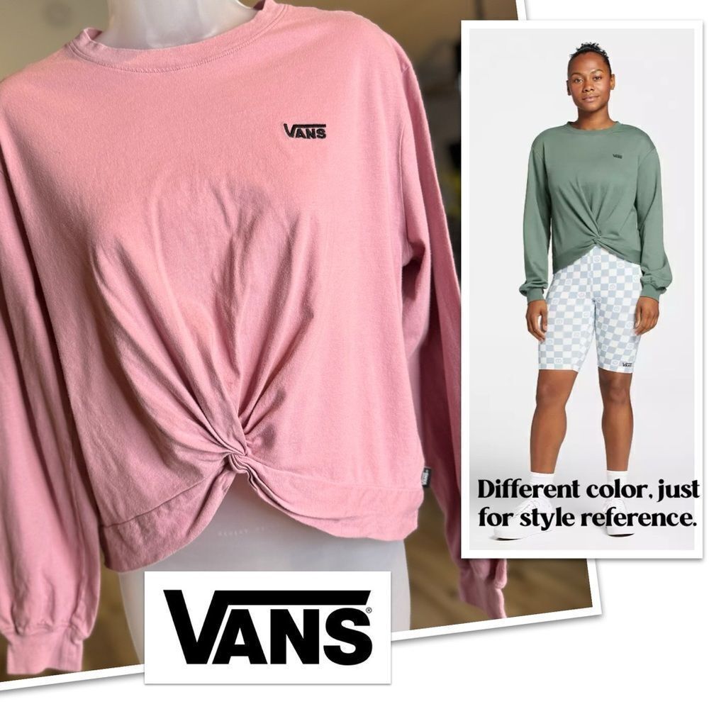 Vans Pink Vista Knotty Long Sleeve Shirt, Size Small